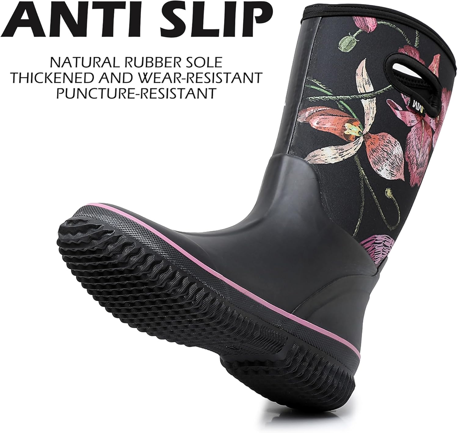 WTW Mid Calf Rain Boots for Women - Waterproof Insulated Neoprene Mud Boots Outdoor Hunting Garden Boots