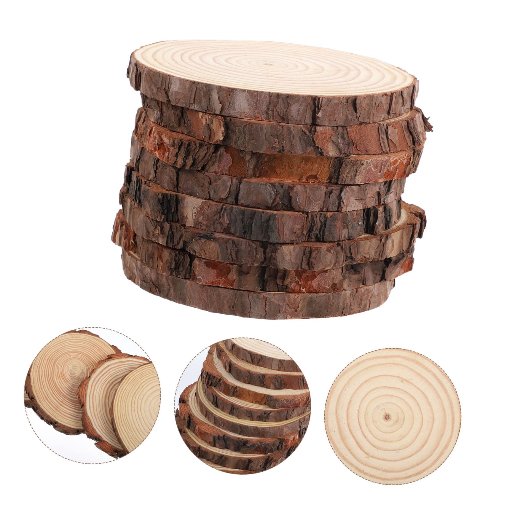8piezas Rodajas De Madera Natural Para Manualidades Discos Redondos Sin Acabado Accesorios Para Decoraciones De Bodas y Festividades Grosor