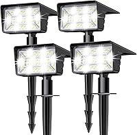 Vista 1 de Solar Spot Lights Outdoor with 60 LED & Auto On/Off, 4 Pack Solar Lights Outdoor Waterproof IP68 with 3 Lighting Modes, 2-in-1 Solars Landscape