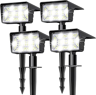 Solar Spot Lights Outdoor with 60 LED & Auto On/Off, 4 Pack Solar Lights...