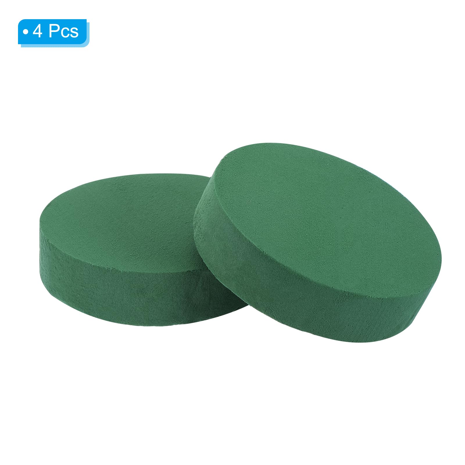 PATIKIL Bloques de Espuma Floral Redondos de 6.5"x1.6" Paquete de 4 Bloques de Barro Húmedo y Seco para Arreglos Florales Frescos y Artificiales Verde