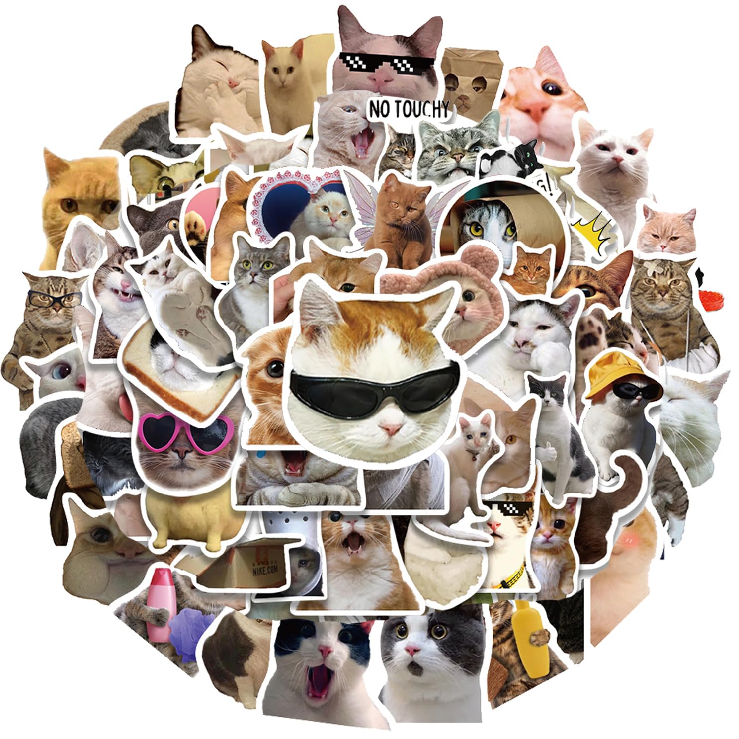 100 Pcs Funny Cat Stickers Cute Cat Meme Sticker for Adults Funny Animal Vinyl Waterproof Stickers for Water Bottles Laptops Phone Luggage Guitar