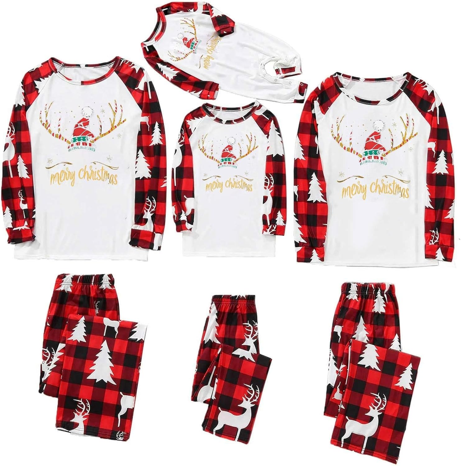 YRAETENM Matching Christmas Pajamas for Family Xmas Holiday Jammies Family Christmas Matching Sets Cute Sleepwear Pajamas