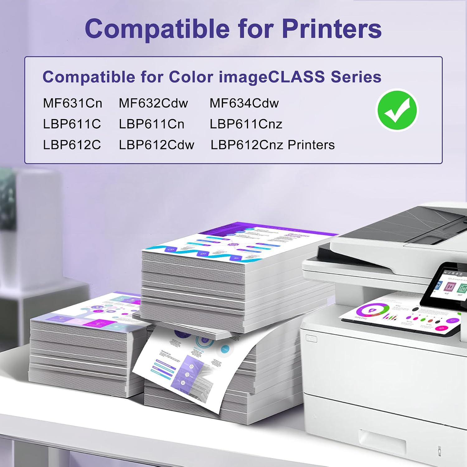 CRG-045H 045H Toner Cartridge 4-Pack with Chip, Replacement for Canon 045H 045 Color Toner Compatible for Canon Color imageCLASS MF634Cdw MF632Cdw LBP612Cdw MF632C MF634 Printers(BK/C/M/Y)