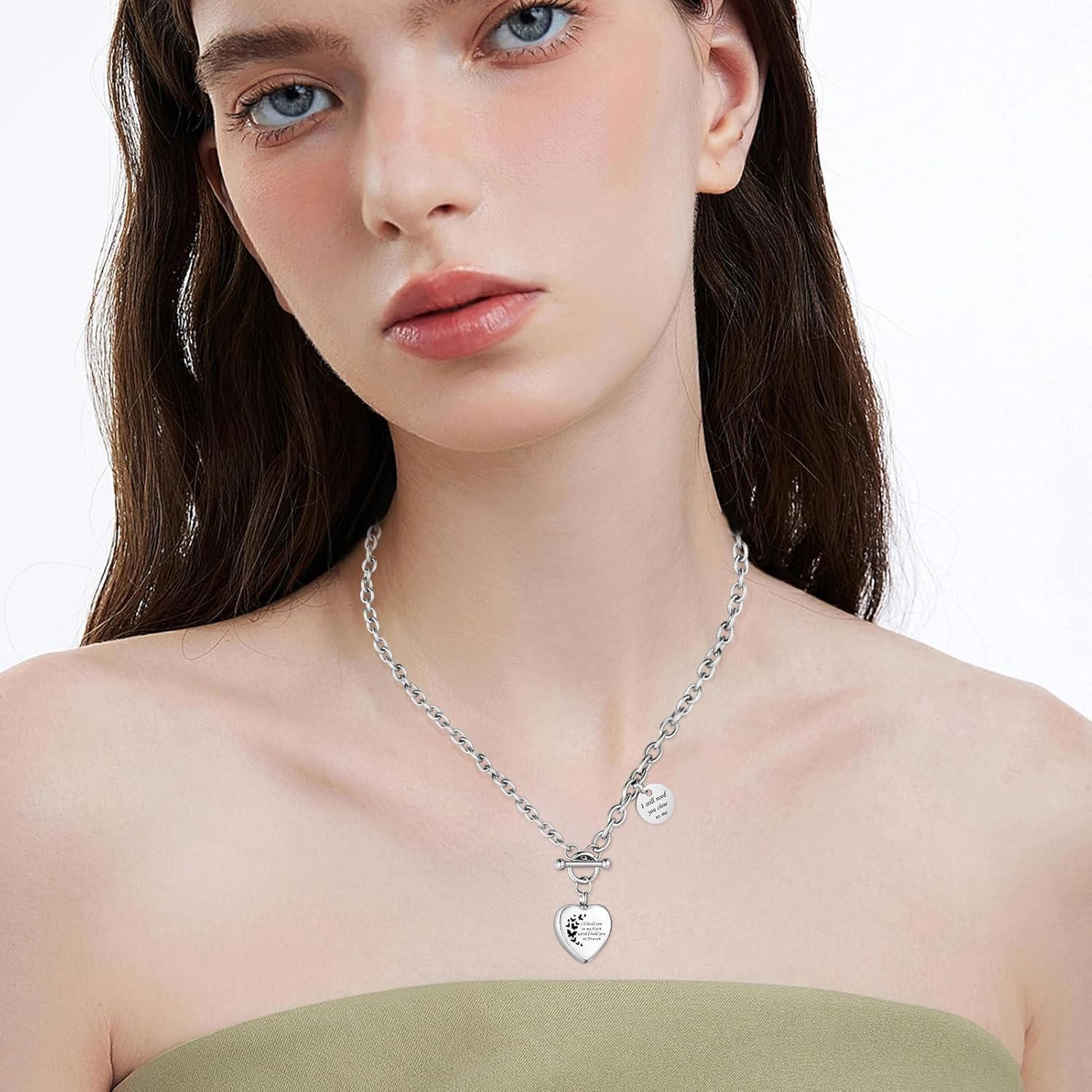 XIUDA Heart Cremation Urn Necklaces for Ashes Locket Cremation Jewelry for Human Ashes Stainless Steel Memorial Keepsake Pendant for Women - Image 5