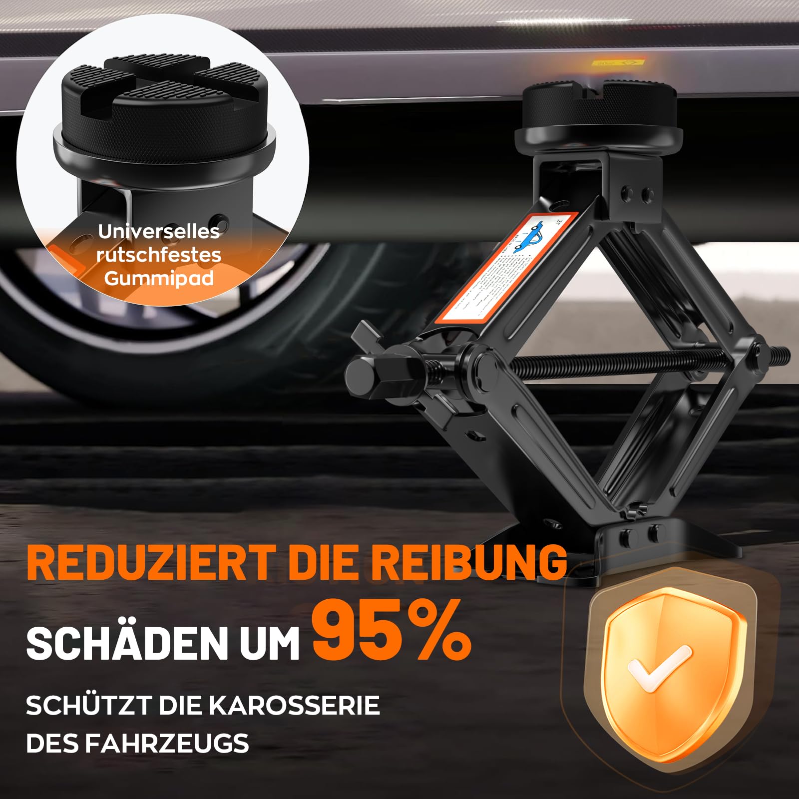 Universelle Wagenheber 2T, 2026 Neues Upgrade Scherenwagenheber mit 2Pcs Wagenheber Gummiauflage Schützt PKW, Tragbarer Car Jack mit Ratschegriff, Auto-Notfallset für SUV MPV Wartung und Reparatu