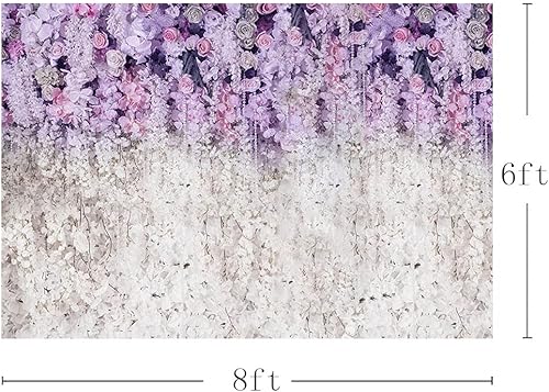Miniatura 2 de MEHOFOND Fondo de estudio fotográfico floral lavanda y blanco para despedida de soltera, fondo de fotografía de boda morado claro para baby shower,