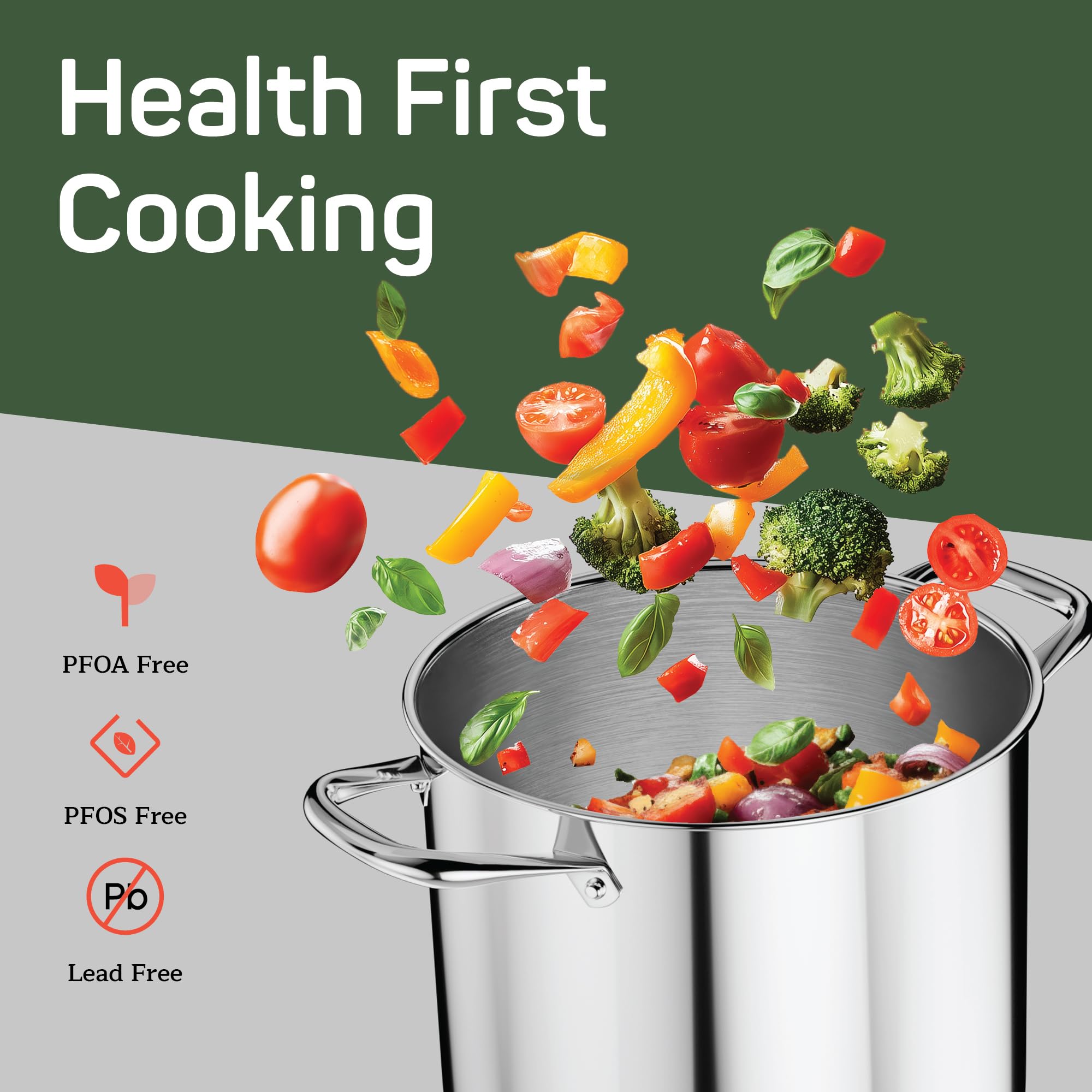 Stainless Steel Stockpot 16 Quart - Durable & Even Heating -6 Stainless Steel Stockpot 16 Quart - Durable & Even Heating -6