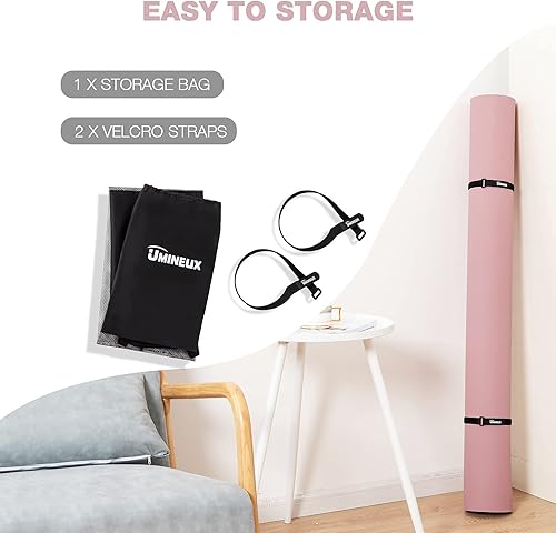 Miniatura 6 de UMINEUX Tapete de yoga grande para hombres y mujeres de 14 y 25 pulgadas, extra grueso, TPE para entrenamiento en casa, gimnasio, antideslizante,