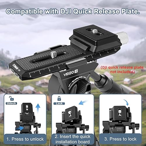 Miniatura 3 de COMAN Trípode de viaje para video, soporte de trípode ligero de fibra de carbono de 61 pulgadas, con cabezal fluido de amortiguación de 360,