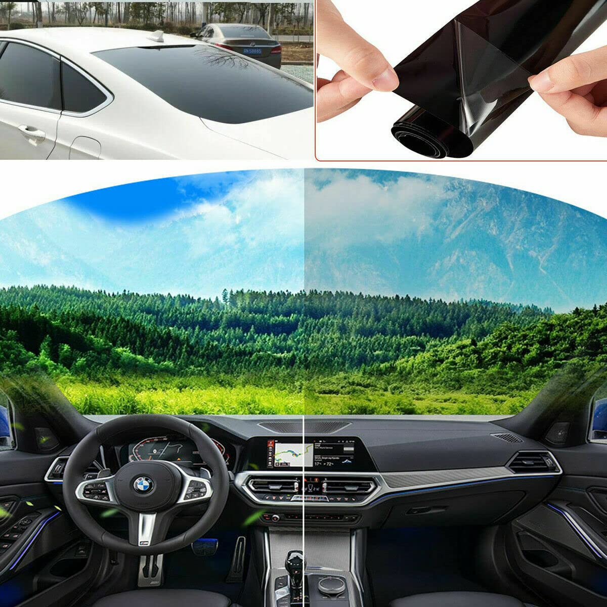 QSCTYG Tonad Bilfu00f6nster Film 50 Cm X 300 Cm Universal Solfilm QSCTYG Tonad Bilfu00f6nster Film 50 Cm X 300 Cm Universal Solfilm