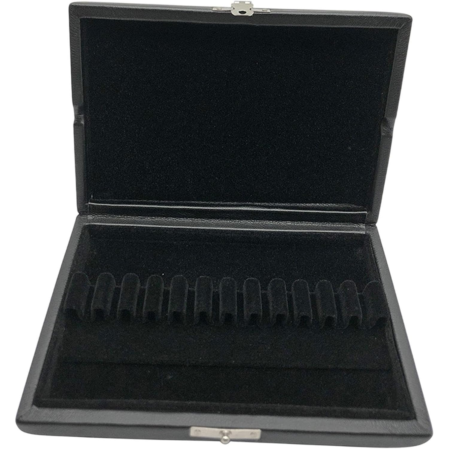 jojomis Oboe Reeds Storage Case – 12 Slot PU Leather & Wood Reeds Holder | Portable Reeds Organizer with Flannel Slot for Wind Instrument Accessories