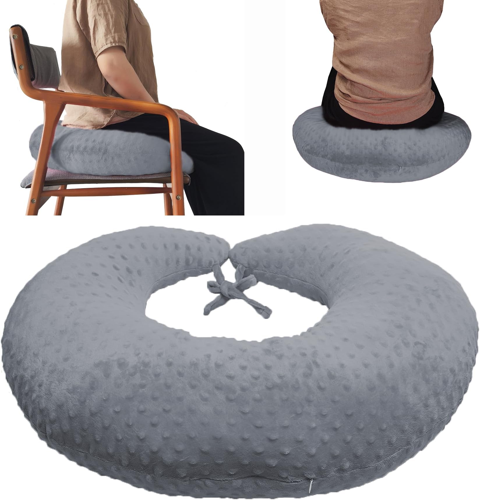 coceyeseBBL Pillow After Surgery for Butt Sleeping, Brazilian Butt Lift Pillow Post Surgery Recovery for Sitting Sleeping Driving Donut Pillow for Woman Lumbar Back Cushion Seat Foam (Grey)