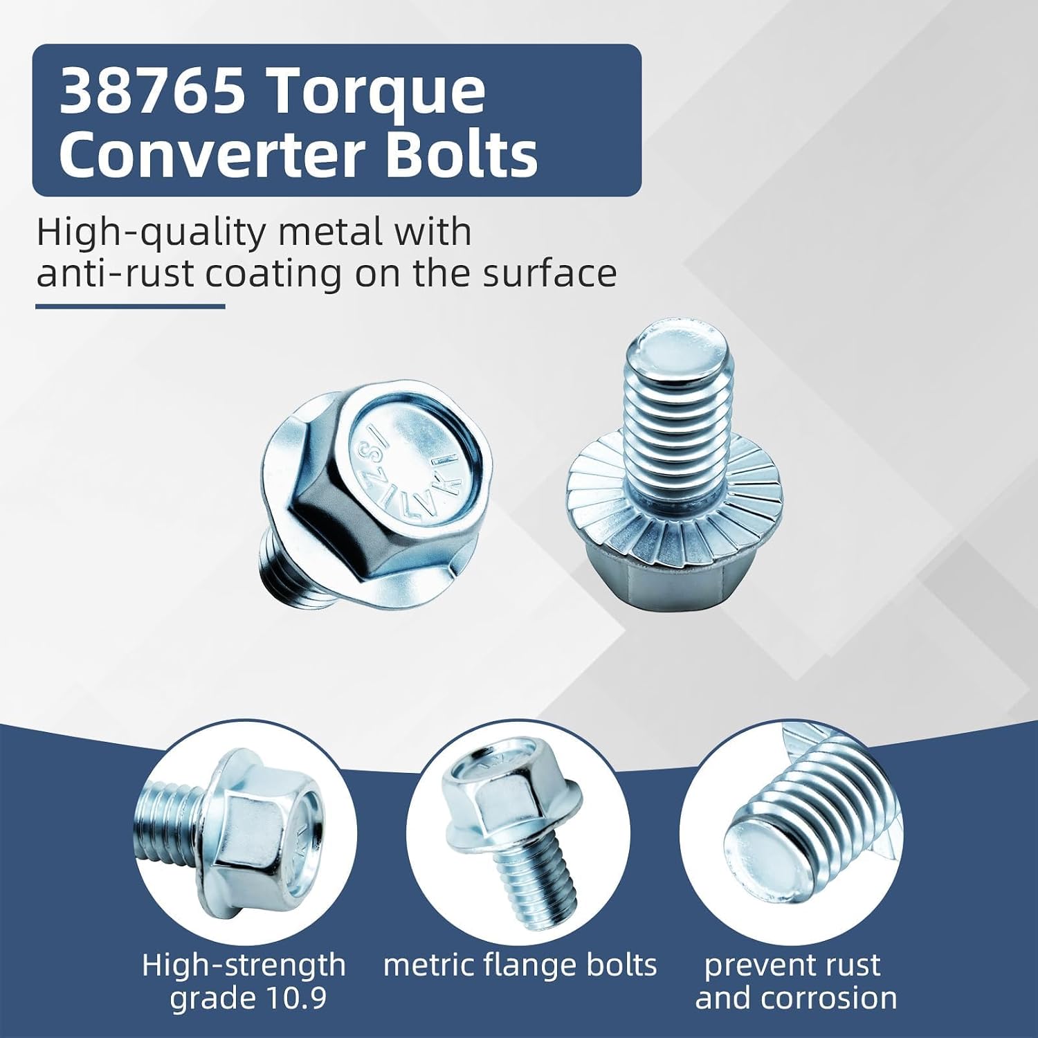 38765 Torque Converter Bolts 3/8"-16 X 5/8" - Suitable for Turbo 350 and Turbo 400 Torque Converters 3pcs
