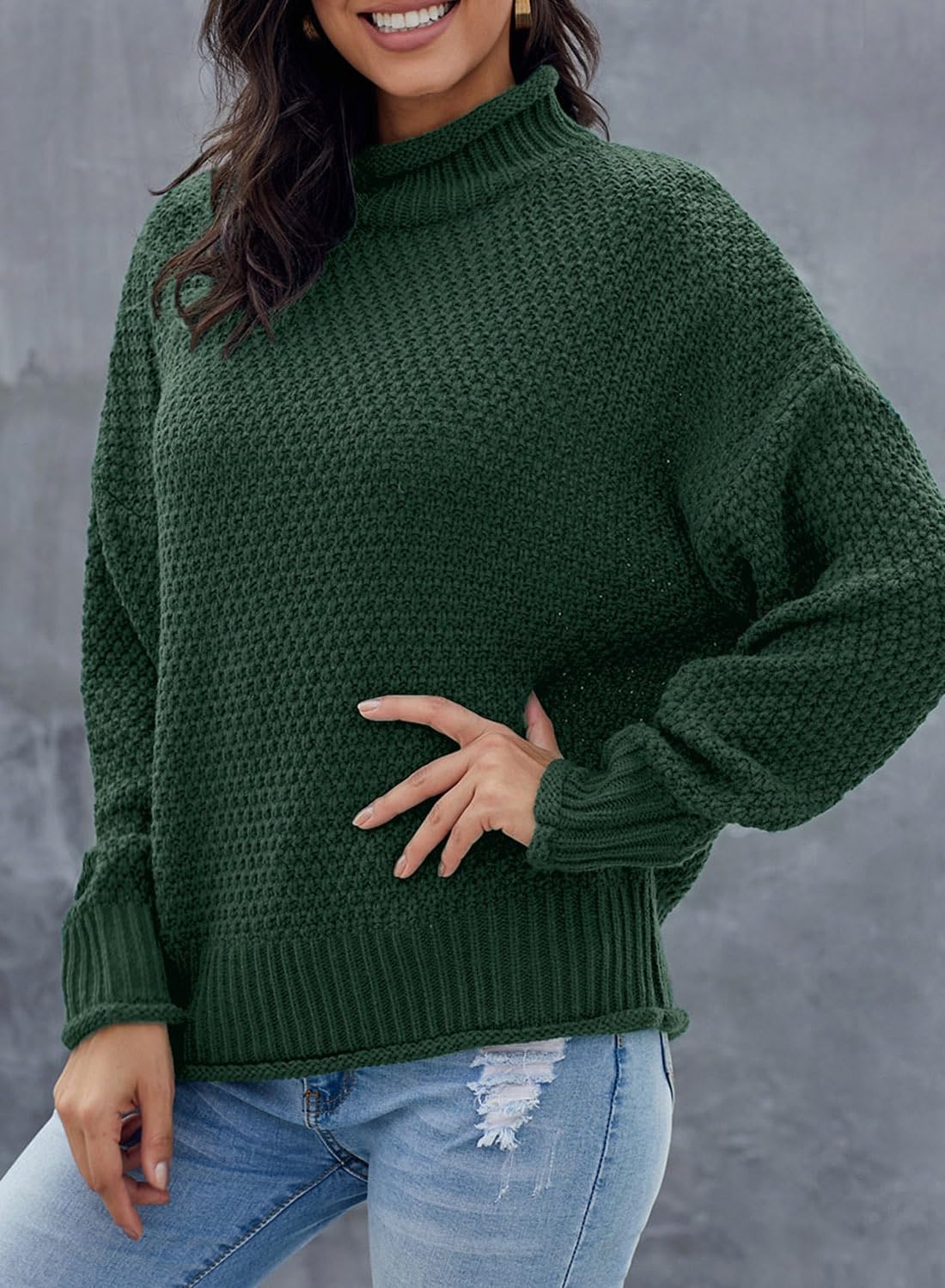 Dokotoo Womens Sweaters Turtleneck Cable Knit Chunky Pullover Fall Outfits image 2
