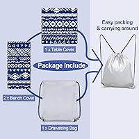 Vista 96 de Play Tailor - Mantel para mesa de pícnic con cubiertas para bancas, impermeable y a prueba de viento con bolsa de cordón, ajustable a mesas y bancas