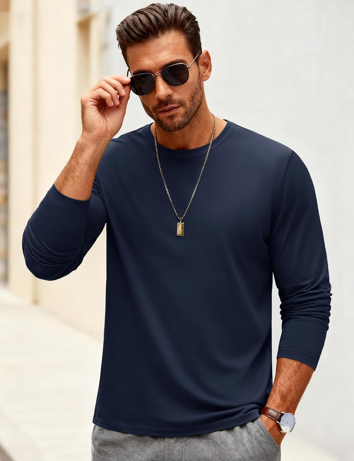 MAGNIVIT Men's Shirts Long Sleeve T-Shirt Basic Casual Crew Neck Tees Classic Moisture Wicking Tops Plain Soft Shirt - Image 5