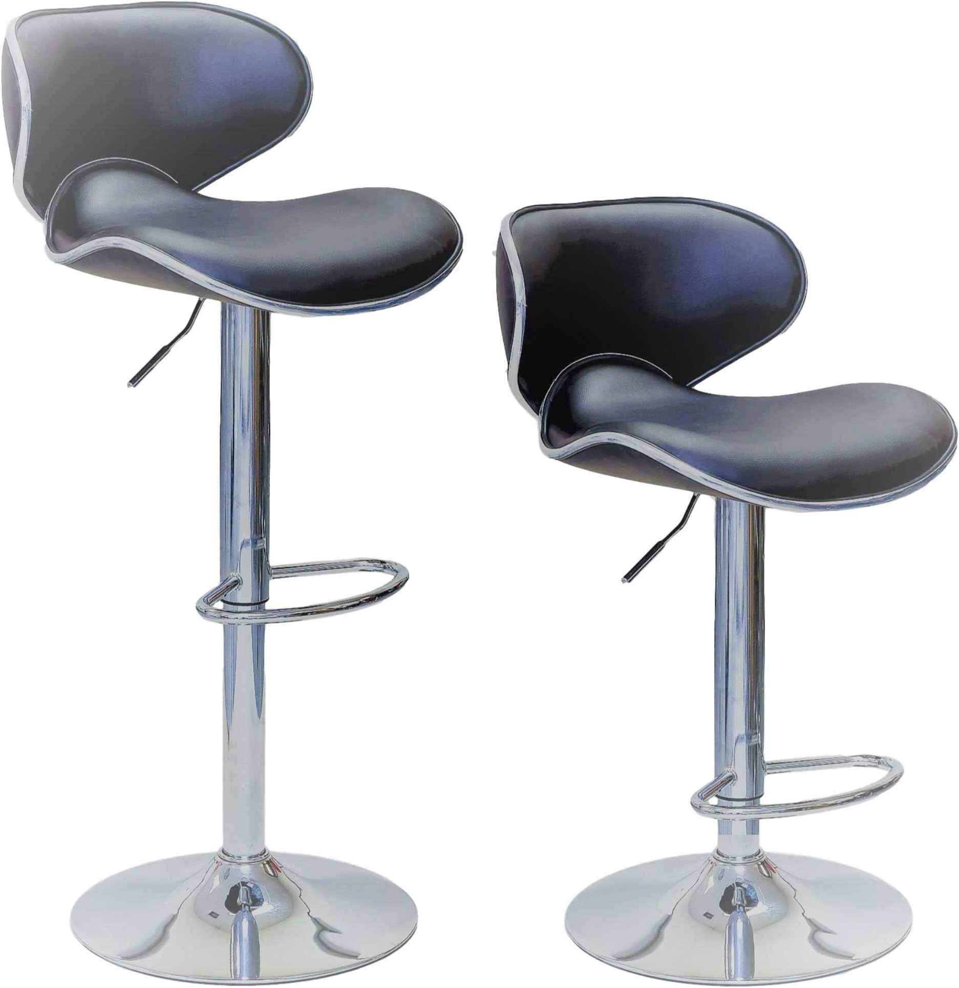 ViscoLogic Series Oasis Height Adjustable Swivel Leatherette Saddle Bar Stool (Set of 2 Stools) (Gray (Grey))