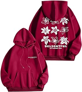 Cómoda sudadera con capucha para mujer con estampado de letras en color