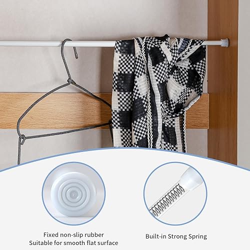 Miniatura 5 de OEH - 5 barras de tensión, barra de cortina de tensión, sin perforación, para ventanas de 28 a 48 pulgadas, barra de resorte a prueba de óxido,