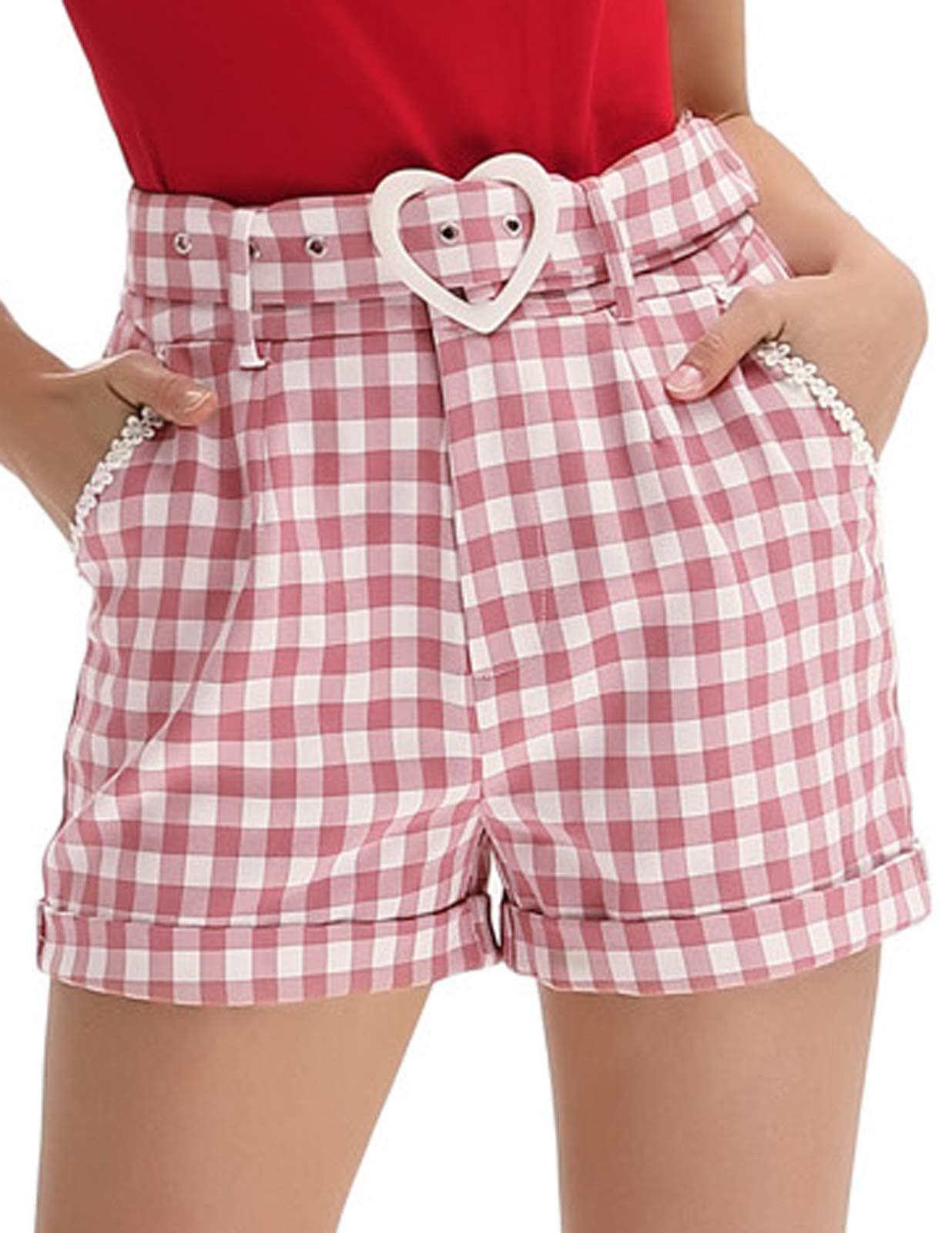 Buy Women's High Waist Plaid Shorts 