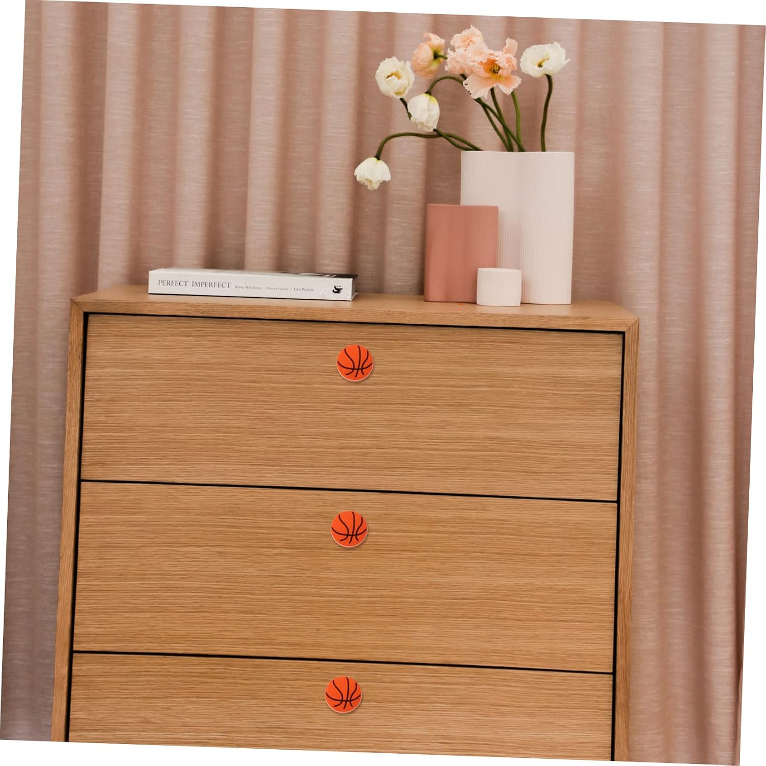 6pcs Basketball Pattern Drawer Knobs -Collision Cupboard Pull Handles for Boy Girl Rooms Cute and Practical Dresser Drawer Accessories
