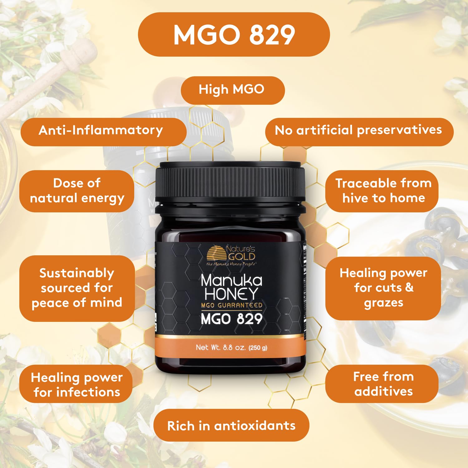 Amazon.com : Nature's Gold Raw Manuka Honey, MGO 829+ | Authentic
