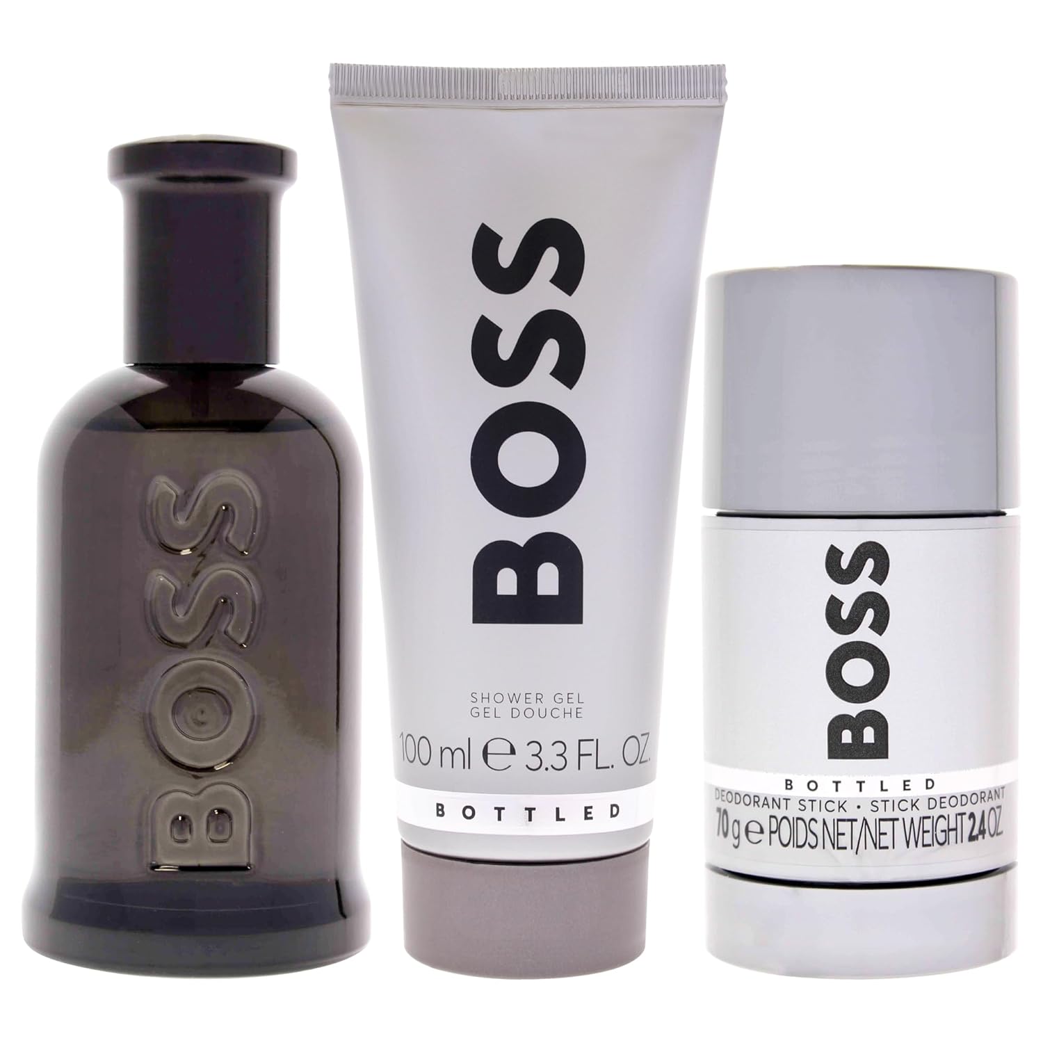 Hugo Boss/ Boss Bottled No. 6 for Men - 3 Pc Gift Set 3.3oz Parfum Spray, 3.3oz Shower Gel, 2.4oz Deodorant Stick