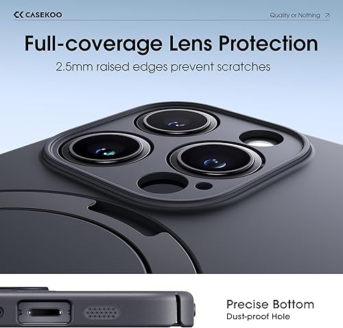 Miniatura 6 de CASEKOO Funda para iPhone 15 con soporte compatible con MagSafe, ultrafina como sin funda, tacto aterciopelado protección de cobertura completa de
