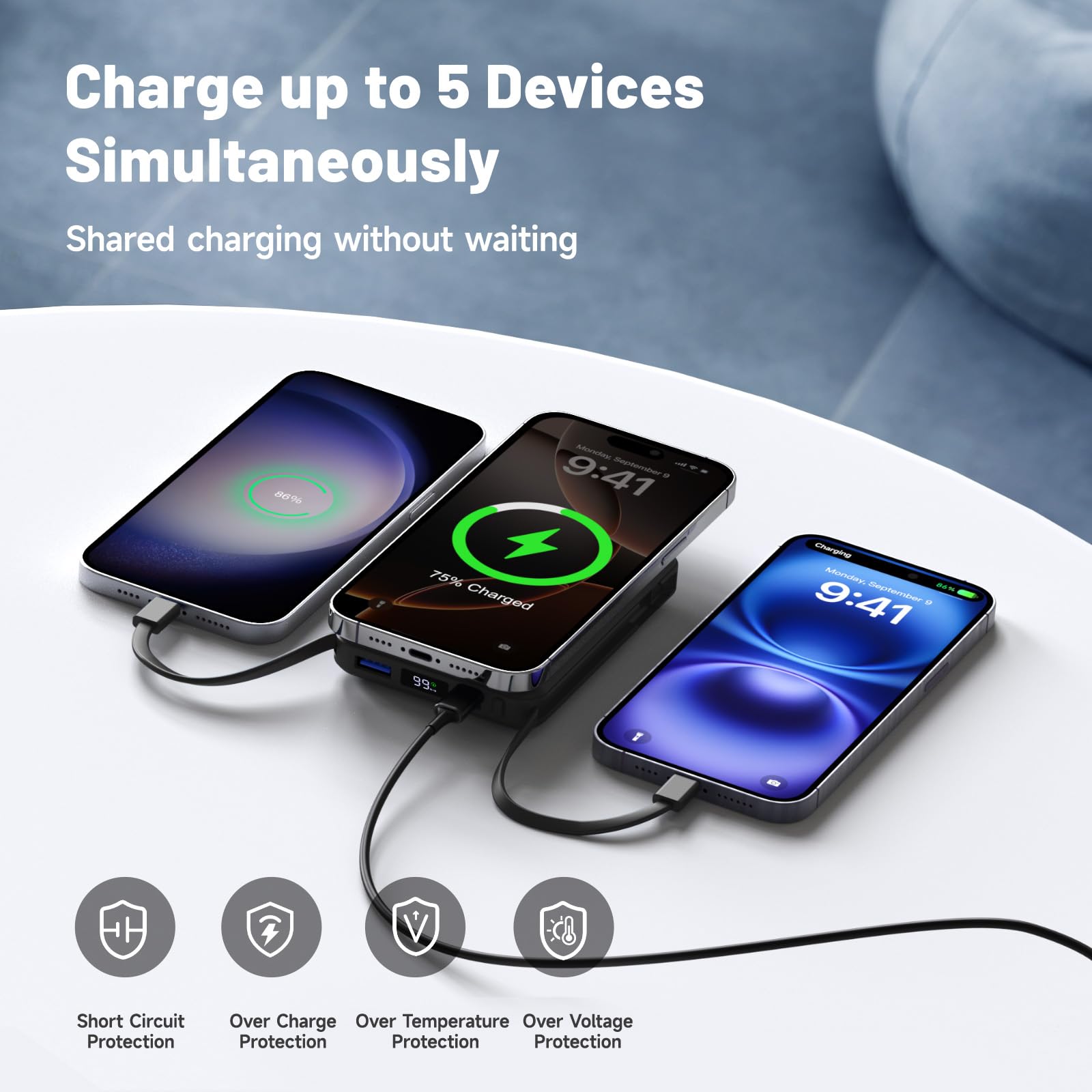Powerbank Magsafe 10000mAh, Caricatore Portatile Magnetico Wireless 20W con Display LED per iPhone 17/16/15/14/13/12 Pro/Pro Max/Plus Nero