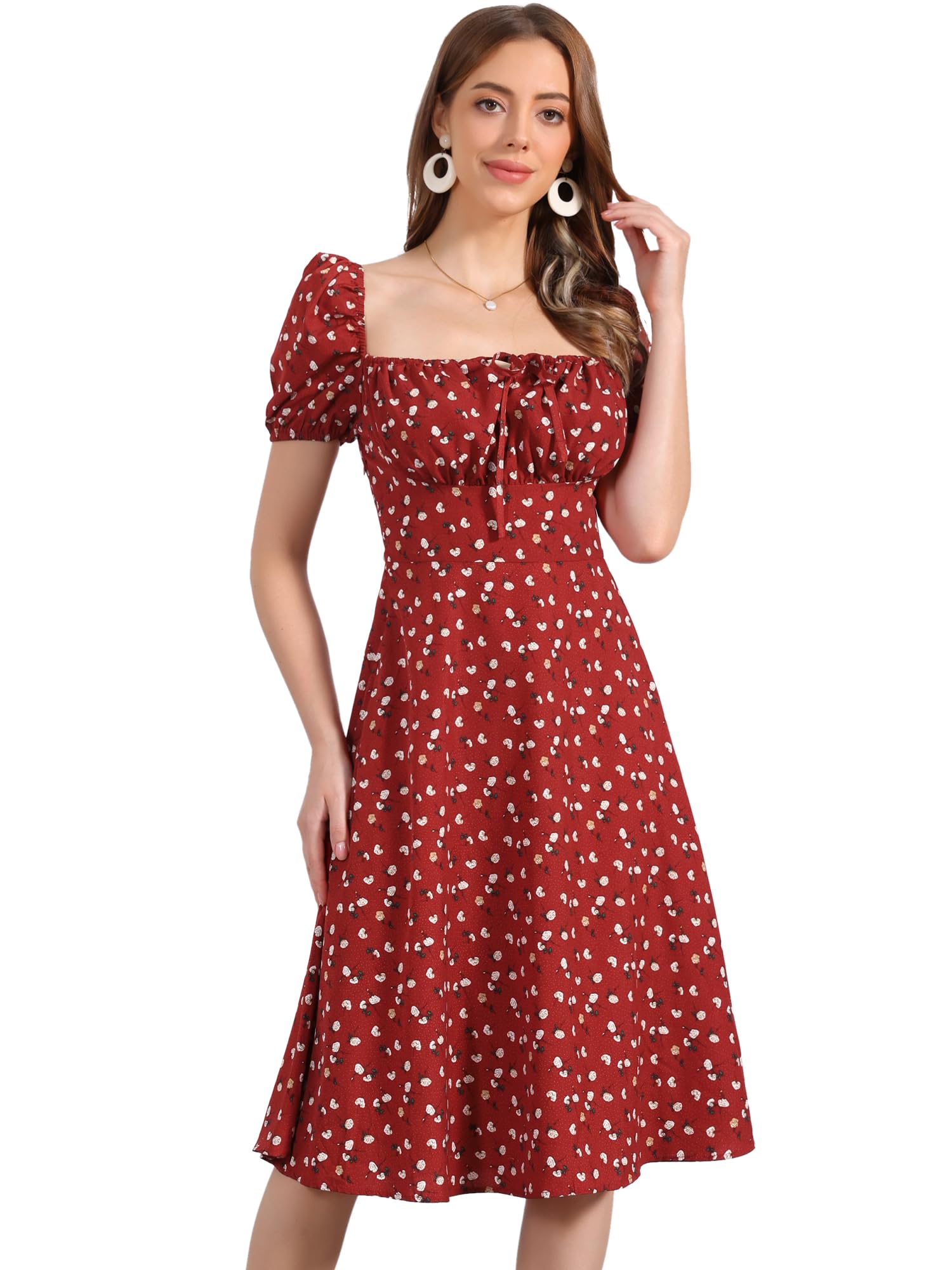 Robe de laitière col carré ajusté pour valoriser le buste