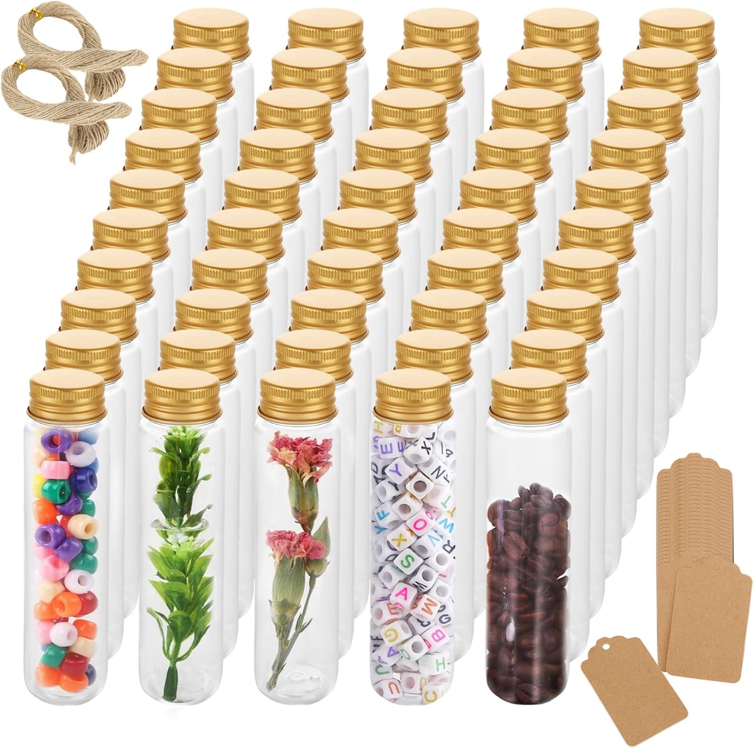 50 Pack 80ml Plastic Test Tubes with Screw Caps, Plastic Candy Tubes, Clear Tubes with Caps Clear Bath Salt Tube Gumball Tube for Candy Bath Salts Spices Party Favors and Beads Storage