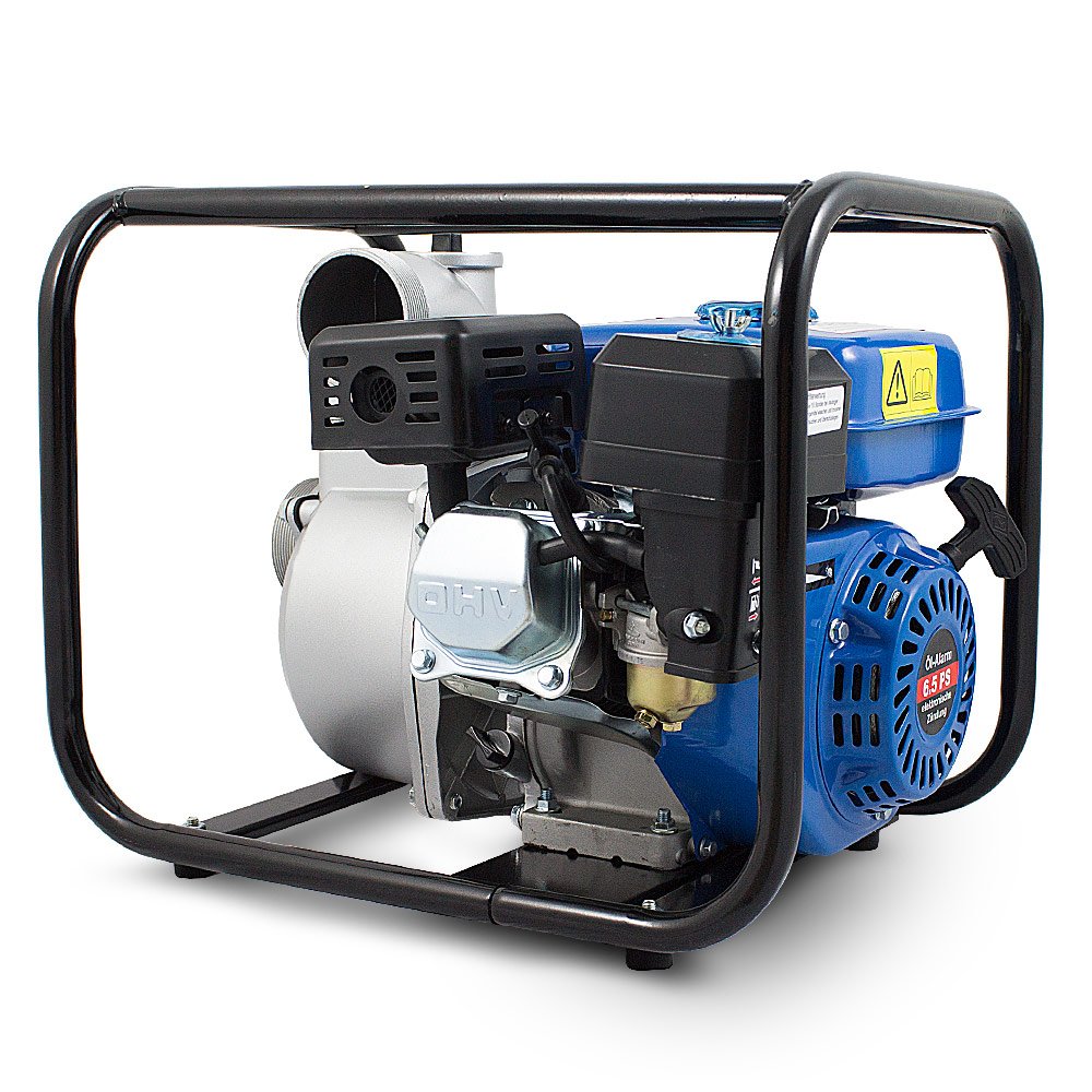 BITUXX® Benzin Schmutzwasserpumpe 3" Wasserpumpe Motorpumpe Kreiselpumpe Gartenpumpe Teichpumpe 6,5 PS 60.000l/h, max. Förderlänge 30m, 3Zoll Anschluss