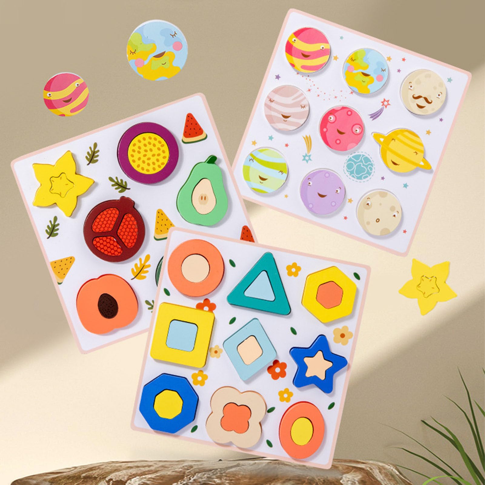 Kleinkind Lern-Memory-Puzzle-Set, Holz-Puzzle-Spielzeug für Vorschulkinder