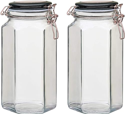 Miniatura 1 de Amici Home Adler - Recipiente de vidrio hermético para conservar, juego de 2, tarro de cocina de vidrio para galletas, granos de café, harina y