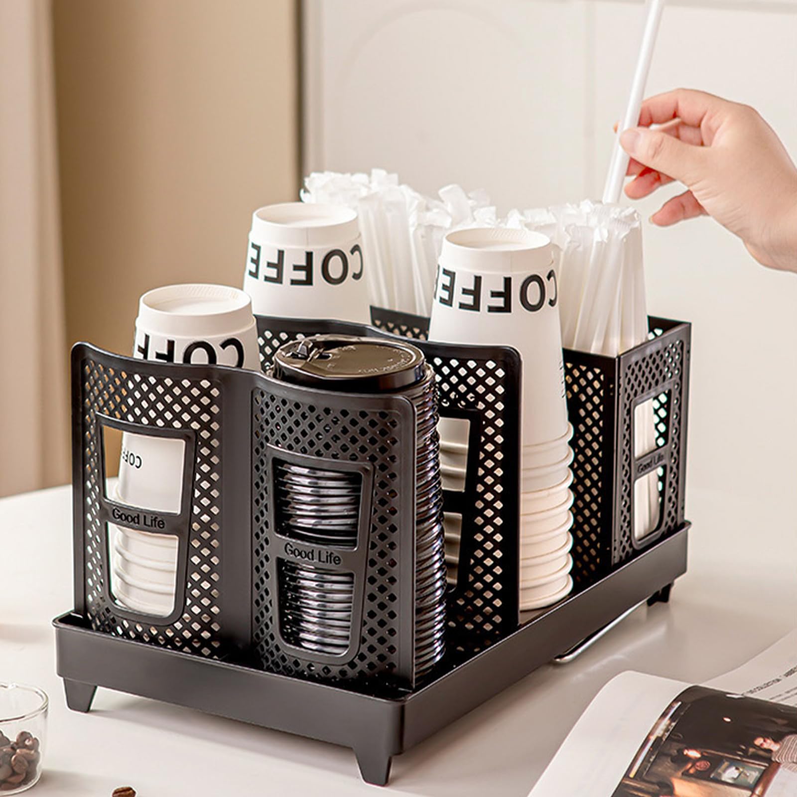 6 Scomparti Porta Bicchierini Caffe, Supporto per Bicchieri Di Carta Con 6 Scomparti, Organizer Da Caffetteria Verticale Scomparti per Stazione Di Caffè, Bar, Ufficio