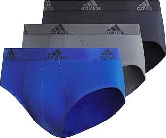 adidas Mens Performance Stretch Cotton Brief Underwear 3-pack Designed for Active Comfort and All Day Wear.
