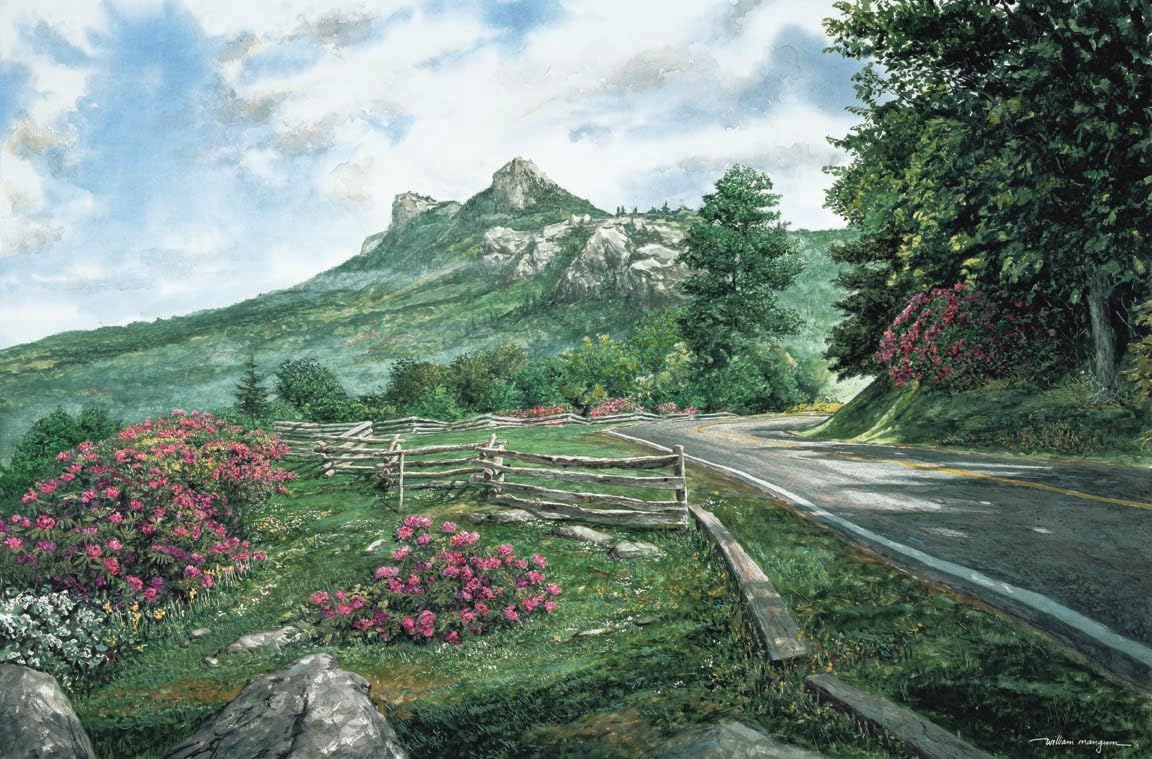 Heritage Puzzle - Grandfather Mountain by William Mangum - 550 Pieces Puzzles for Adults - Scenic North Carolina Jigsaw Puzzle - Frameable Mountain Landscape 24" x 18" Finished Size