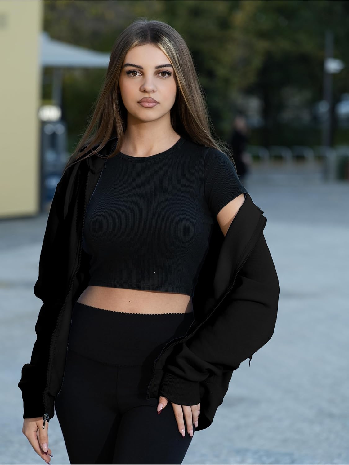 Oversized Zip Up Hoodie for Women, Soft Fleece Cotton Blend, Cozy Full Zip Sweatshirt - Image 3