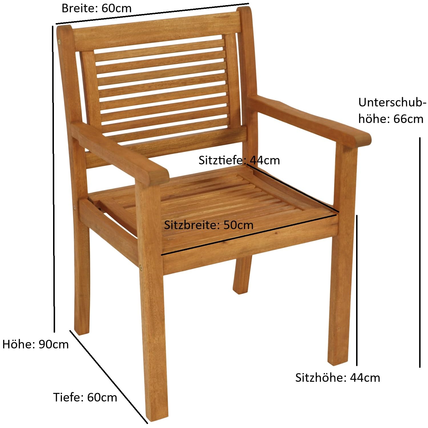 DEGAMO Gartensessel Gartenstuhl CORUNA, Eukalyptusholz braun geölt, Outdoor