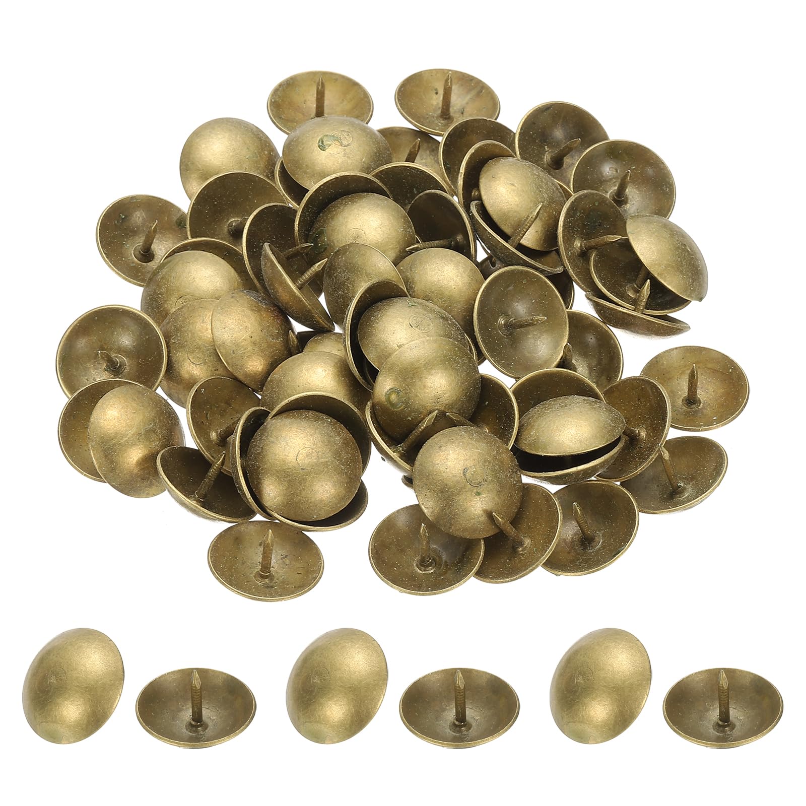 PATIKIL 100 Pcs Upholstery Tacks 0.39" x 3/4" Head Dia Vintage Thumb Nails Pins Round Head Metal Push Tack Pin for DIY Furniture Sofa Chair Decor