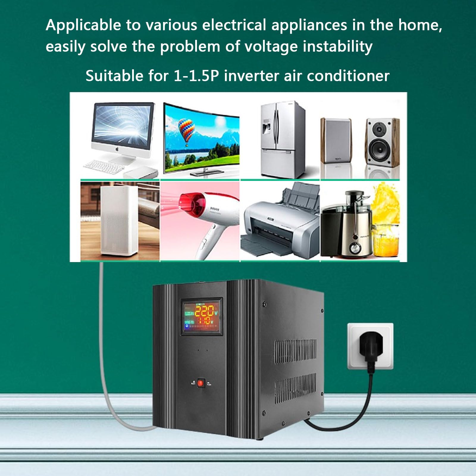 FAXIOAWA Estabilizador de Voltaje Regulador de Potencia de CA monofásico automático de Alta Potencia de 220 V Adecuado para electrodomésticos inestables