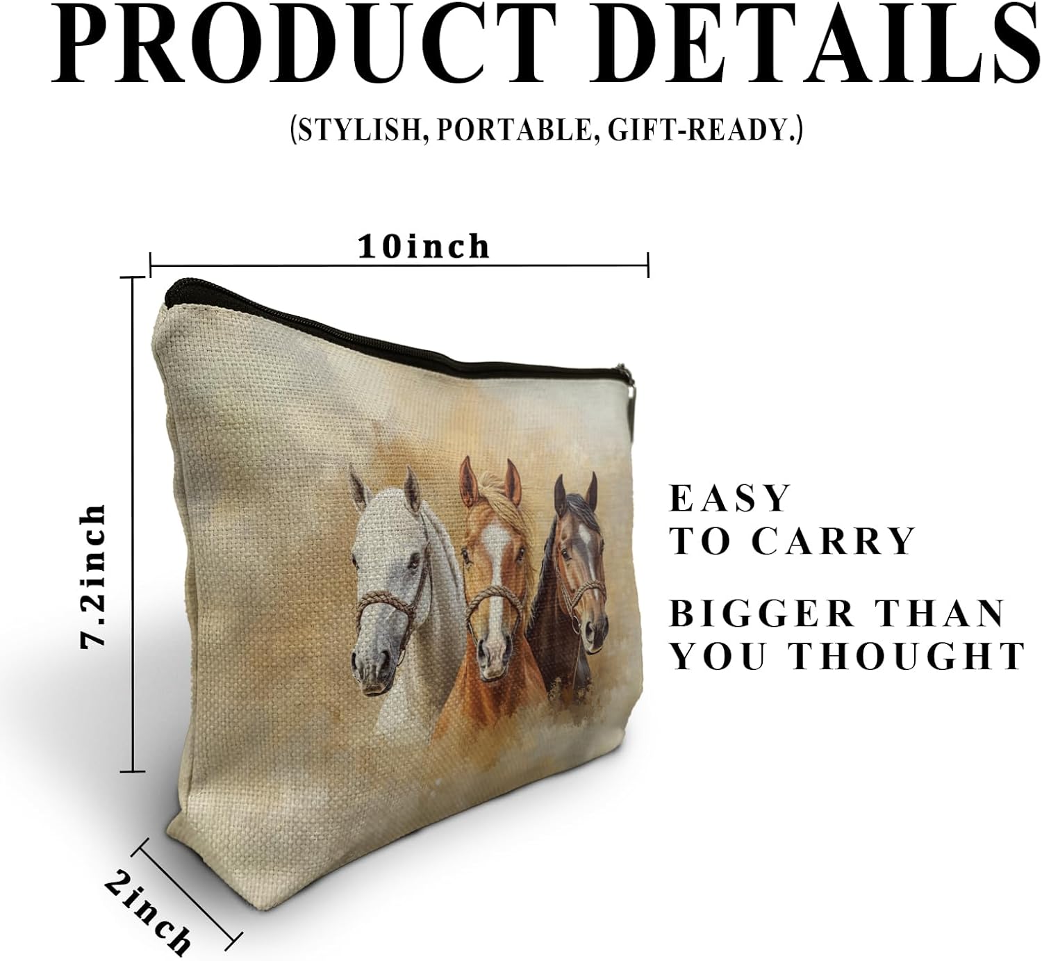 Horse Makeup Bag, Horse Lovers Gifts Cosmetic Bags for Women, Animal Lover Gifts, Farmhouse Animal Makeup Zipper Pouch - Image 6