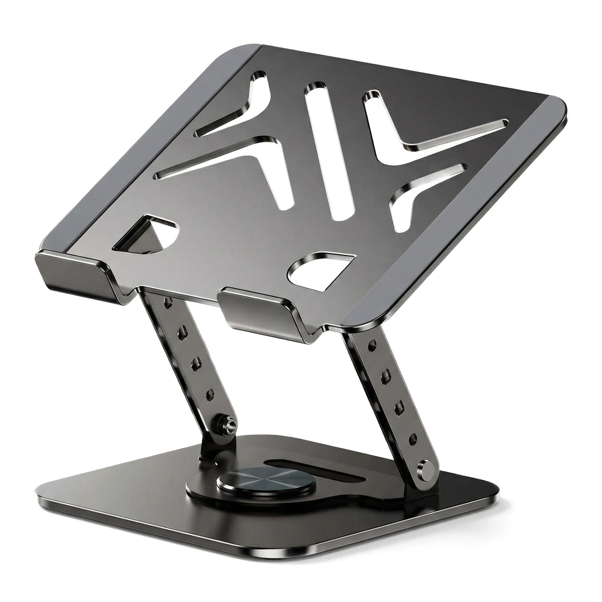 Sturdy and Portable Laptop Stand for Desk 360 Rotating Telescopic Adjustable Height Riser - Fits All Laptops and