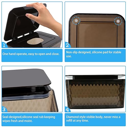 Miniatura 4 de Dispensador de toallitas húmedas para bebés, contenedor de toallitas húmedas de gran capacidad, diseño a prueba de polvo, mantiene las toallitas