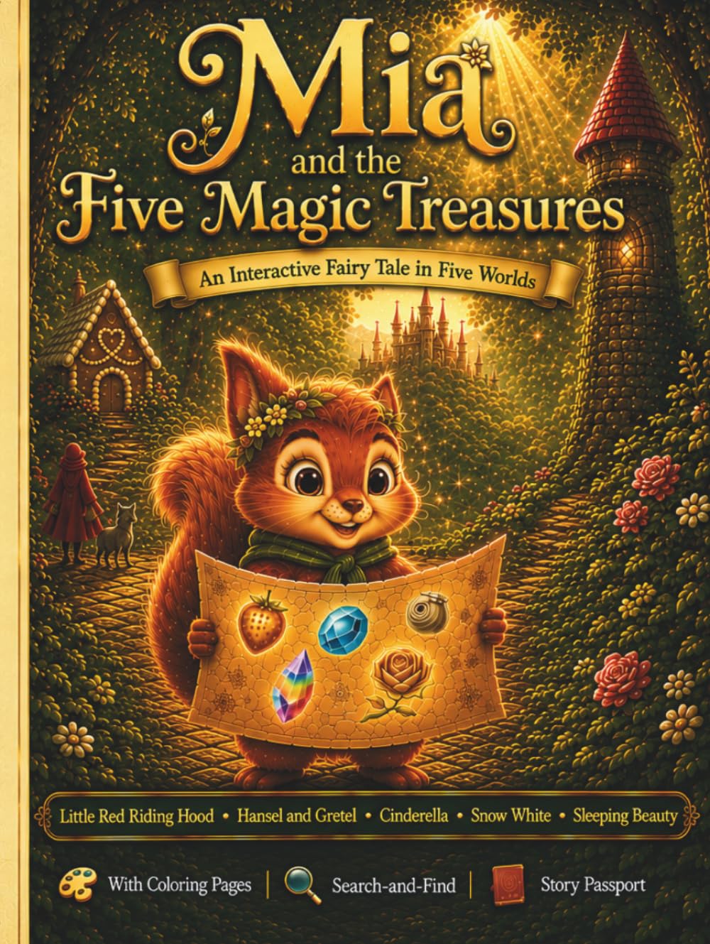 Mia and the Five Magic Treasures: A Magical Journey Through 5 Classic Fairy Tales with Coloring, Searching & Your Own Passport (Mia's Magical Treasure Adventures)