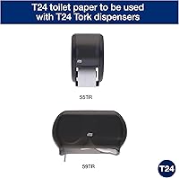 Vista 3 de Tork Advanced Toilet Paper Roll, White, Compatible with T24 Dispensers, 2-ply, Soft Tissue, 80 rolls x 500 sheets (2461200)