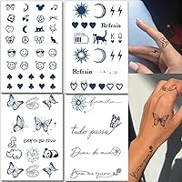 Vista 1 de Tazimi Tatuajes temporales semipermanentes realistas para mujeres y niñas,Tatuajes ingleses de mariposa icono negro,Etiqueta engomada del tatuaje