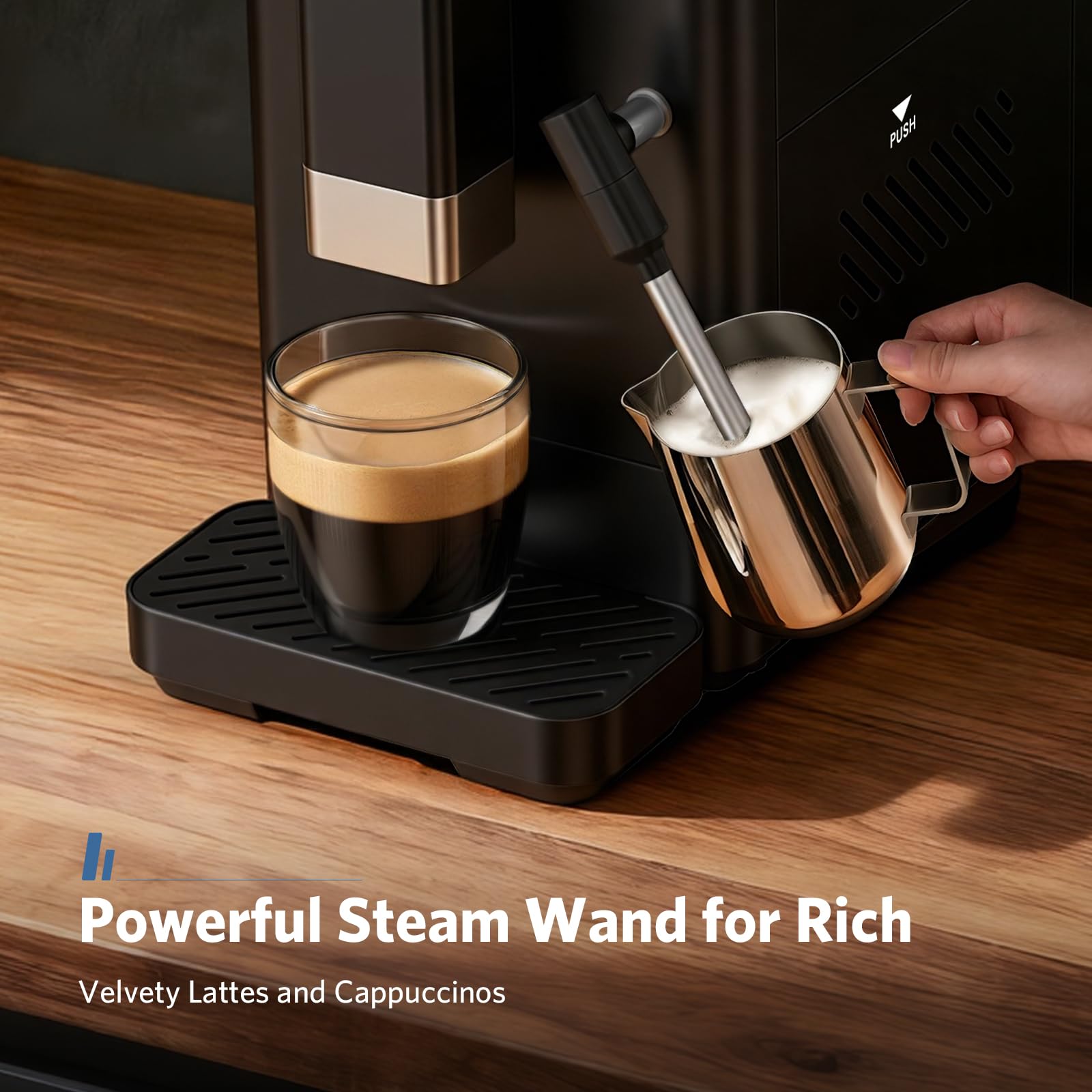 Electactic Fully Automatic Coffee Machine with Grinder, 20 Bar Coffee Maker with Milk Frother, Adjustable Grinding Coffee Machine for Cappuccino & Latte, Touch Control & Auto Self-Cleaning - 4