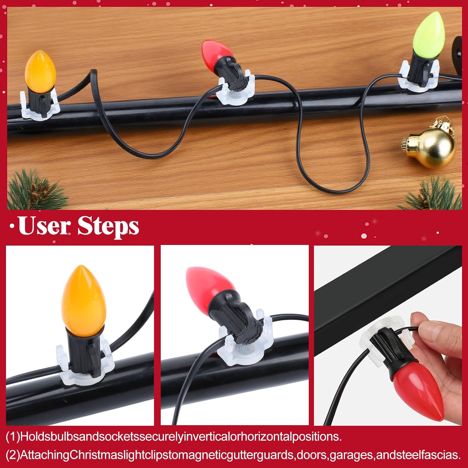 360 Pcs Extra Strong Magnetic Christmas Light Clips for C9 Socket Rounded Outdoor Magnetic Light Clips Holiday Lighting Sockets Hang Hooks for Xmas Decor Lights Metal Roof Gutter Fence (White)